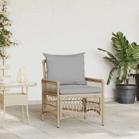 vidaXL Καρέκλα Κήπου με Μαξιλάρια Μπεζ 60x70x78 εκ Ρατάν