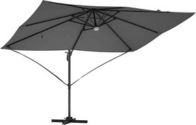 vidaXL Ομπρέλα ηλίου με φώτα λωρίδας LED Ανθρακί 351 x 250 x 253 εκ