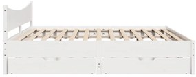vidaXL Πλαίσιο Κρεβατιού με Συρτάρια Λευκό 180x200εκ Μασίφ Ξύλο Πεύκου