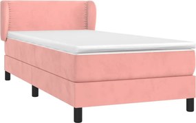vidaXL Κρεβάτι Boxspring με Στρώμα Ροζ 100x200 εκ. Βελούδινο