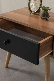 Κομοδίνο Καρυδί / Μαύρο ROZO 55x55x30