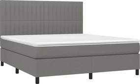vidaXL Κρεβάτι Boxspring με Στρώμα &amp; LED Σκ.Γκρι 160x200 εκ Υφασμάτινο