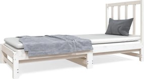 vidaXL Καναπές Κρεβάτι Συρόμενος Λευκός 2x(90x190) εκ. από Μασίφ Πεύκο