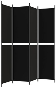 vidaXL Διαχωριστικό Δωματίου με 4 Πάνελ Μαύρο 200 x 220 εκ. Υφασμάτινο