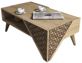 ΤΡΑΠΕΖΙ ΣΑΛΟΝΙΟΥ ΜΕΛΑΜΙΝΗΣ HM9498.01 ΣΕ ΦΥΣΙΚΟ ΟΑΚ-ΣΚΑΛΙΣΤΕΣ ΓΩΝΙΕΣ 105x58x40Υεκ.