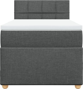 vidaXL Κρεβάτι Boxspring με Στρώμα Σκούρο Γκρι 90x190 εκ. Υφασμάτινο