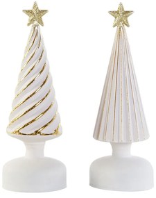 Χριστουγεννιάτικο Στολίδι DKD Home Decor Λευκό Χρυσό 9 x 9 x 25 cm (x2)