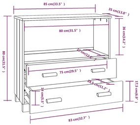 Ντουλάπι HAMAR Λευκό 85 x 35 x 80 εκ. από Μασίφ Ξύλο Πεύκου - Λευκό