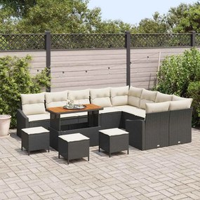 vidaXL Σετ Καναπέ Κήπου με μαξιλάρι 13 pcs Μαύρο Πολυ ράταν