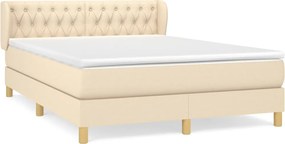 vidaXL Κρεβάτι Boxspring με Στρώμα Κρεμ 140x200 εκ. Υφασμάτινο