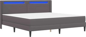 vidaXL Σκελετός κρεβατιού με στρώμα Γκρι 180 x 200 cm Τεχνητό Δέρμα