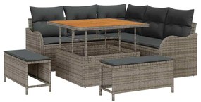 vidaXL Σετ Καναπέ Κήπου 8 pcs Γκρι συνθετικό ρατάν