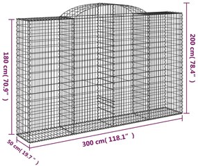 vidaXL Συρματοκιβώτια Τοξωτά 4 τεμ. 300x50x180/200 εκ. Γαλβαν. Ατσάλι