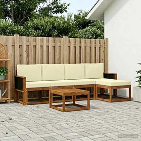 vidaXL Σειρά Καναπέ Εξωτερικού 6 pcs Φυσικό και Κρέμα Πολυεστέρας