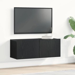 vidaXL Έπιπλα τηλεόρασης Επιτοίχιο 2 pcs Μαύρη δρυς 80 x 30 x 30 εκ