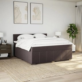 vidaXL Κρεβάτι Boxspring με Στρώμα Σκούρο Καφέ 180x200 εκ Υφασμάτινο
