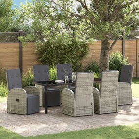vidaXL Ανακλινόμενες Καρέκλες Κήπου 7 pcs Γκρι 200 x 80 x 73 εκ