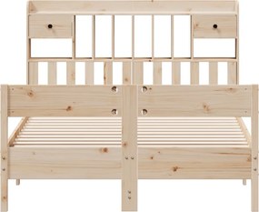 vidaXL Κρεβάτι Βιβλιοθήκη Χωρίς Στρώμα 140x200 εκ Μασίφ Ξύλο Πεύκο