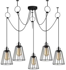 Φωτιστικό Οροφής Tel 892OPV1708 Φ115x130cm 5xE27 40W Black Opviq