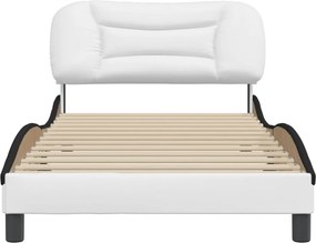 vidaXL Πλαίσιο κρεβατιού χωρίς Στρώμα Hvar Λευκό/Μαύρο 100x200εκ.Συνθ. Δέρμα