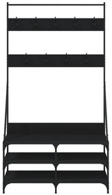 Κρεμάστρα Ρούχων με Παπουτσοθήκη Μαύρη 100 x 40 x 184 εκ. - Μαύρο