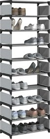 vidaXL Ράφι παπουτσιών 10επιπέδων γκρι 54x28x158 cm μη υφασμένο ύφασμα