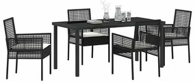 vidaXL Σέτ φαγητού για κήπο με μαξιλάρι 5 pcs Μαύρο Πολυ ράταν