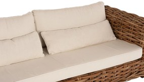 Σετ κήπου Σαλόνι TROPEL 4 τεμ Ξύλο Μαόνι με Φυσικό Rattan &amp; Λευκά Μαξιλάρια