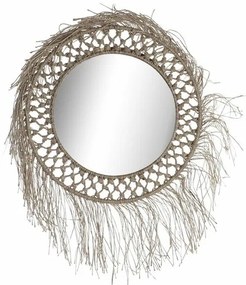 Τοίχο καθρέφτη DKD Home Decor Φυσικό Bali 60 x 4 x 60 cm
