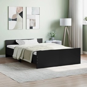 Πλαίσιο Κρεβατιού με Κεφαλάρι &amp; Ποδαρικό Μαύρο 120 x 190 εκ. - Μαύρο