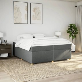 vidaXL Κρεβάτι Boxspring με Στρώμα Σκούρο Γκρι 200x200 εκ. Υφασμάτινο