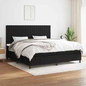 vidaXL Κρεβάτι Boxspring με Στρώμα Μαύρο 200x200 εκ. Υφασμάτινο