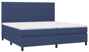 vidaXL Κρεβάτι Boxspring με Στρώμα &amp; LED Μπλε 200x200 εκ. Υφασμάτινο