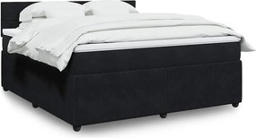 vidaXL Κρεβάτι Boxspring με Στρώμα Μαύρο 180x200 εκ. Βελούδινο