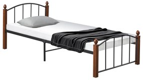 Κρεβάτι Μονό ArteLibre LARAMIE Μαύρο/Καρυδί Μέταλλο Για Στρώμα 90x200cm