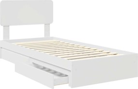 vidaXL Κρεβάτι Αποθήκης Λευκό 90 x 200 cm Επεξεργασμένο ξύλο