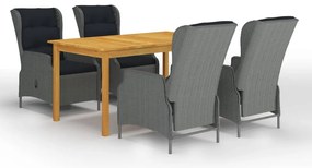 vidaXL Σετ Τραπεζαρίας Κήπου 5 Τεμαχίων Ανοιχτό Γκρι