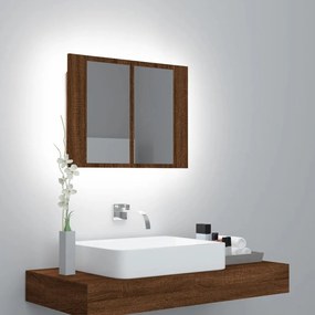 Έπιπλο Καθρέφτη με LED Καφέ Δρυς 60x12x45 εκ. από Επεξ. Ξύλο - Καφέ