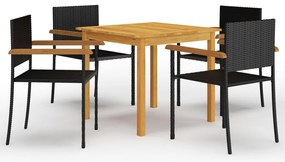 vidaXL Σετ Τραπεζαρίας Κήπου 5 Τεμαχίων Μαύρο