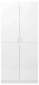 Ντουλάπα Γυαλιστερό Λευκό 80 x 52 x 180 εκ. από Επεξ. Ξύλο - Λευκό