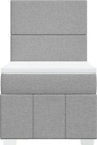 vidaXL Κρεβάτι Boxspring με Στρώμα Ανοιχτό Γκρι 80x200 εκ. Υφασμάτινο