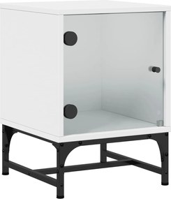 vidaXL Κομοδίνο Λευκό 35x37x50 εκ. με Γυάλινη Πόρτα