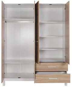 Ντουλάπα ρούχων London Megapap τετράφυλλη χρώμα oak - λευκό 159x52x202εκ.