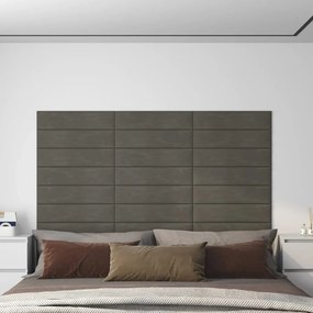 vidaXL Πάνελ Τοίχου 12 τεμ. Σκούρο Γκρι 60x15 εκ. 1,08 μ² Βελούδο