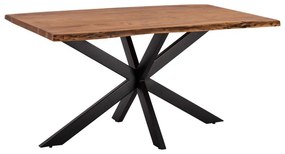 Τραπέζι Montana Superior HM8481.11 160x90x77cm 3,5cm Μασίφ Ξύλο Natural-Black Μέταλλο,Ξύλο