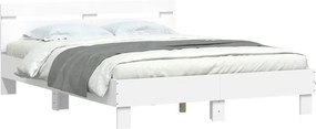 vidaXL Πλαίσιο Κρεβατιού με Κεφαλάρι/LED Λευκό 140 x 200 εκ