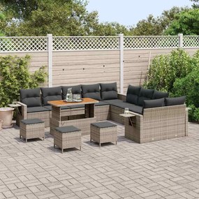 vidaXL Σετ Καναπέ Κήπου 14 pcs Γκρι συνθετικό ρατάν