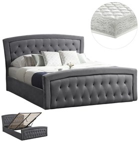 ΚΡΕΒΑΤΙ ΔΙΠΛΟ ΜΕ ΣΤΡΩΜΑ & ΑΠΟΘ.ΧΩΡΟ ODELIA HM21279.01 ΓΚΡΙ ΒΕΛΟΥΔΟ--ΓΙΑ 160x200εκ