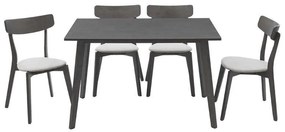 Tραπεζαρία Benson - Toto pakoworld σετ 5τμχ rustic grey - ύφασμα γκρι 120x75x75εκ