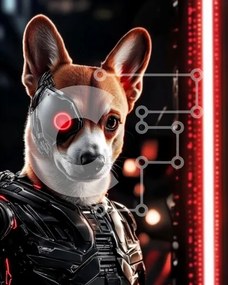 Intra Συλλεκτικό Ξύλινο Παζλ Plywood  4mm - Cyborg Corgi Σε Ξύλινο Κουτί - Διαστάσεις: 10x10 cm – 25 κομμάτια